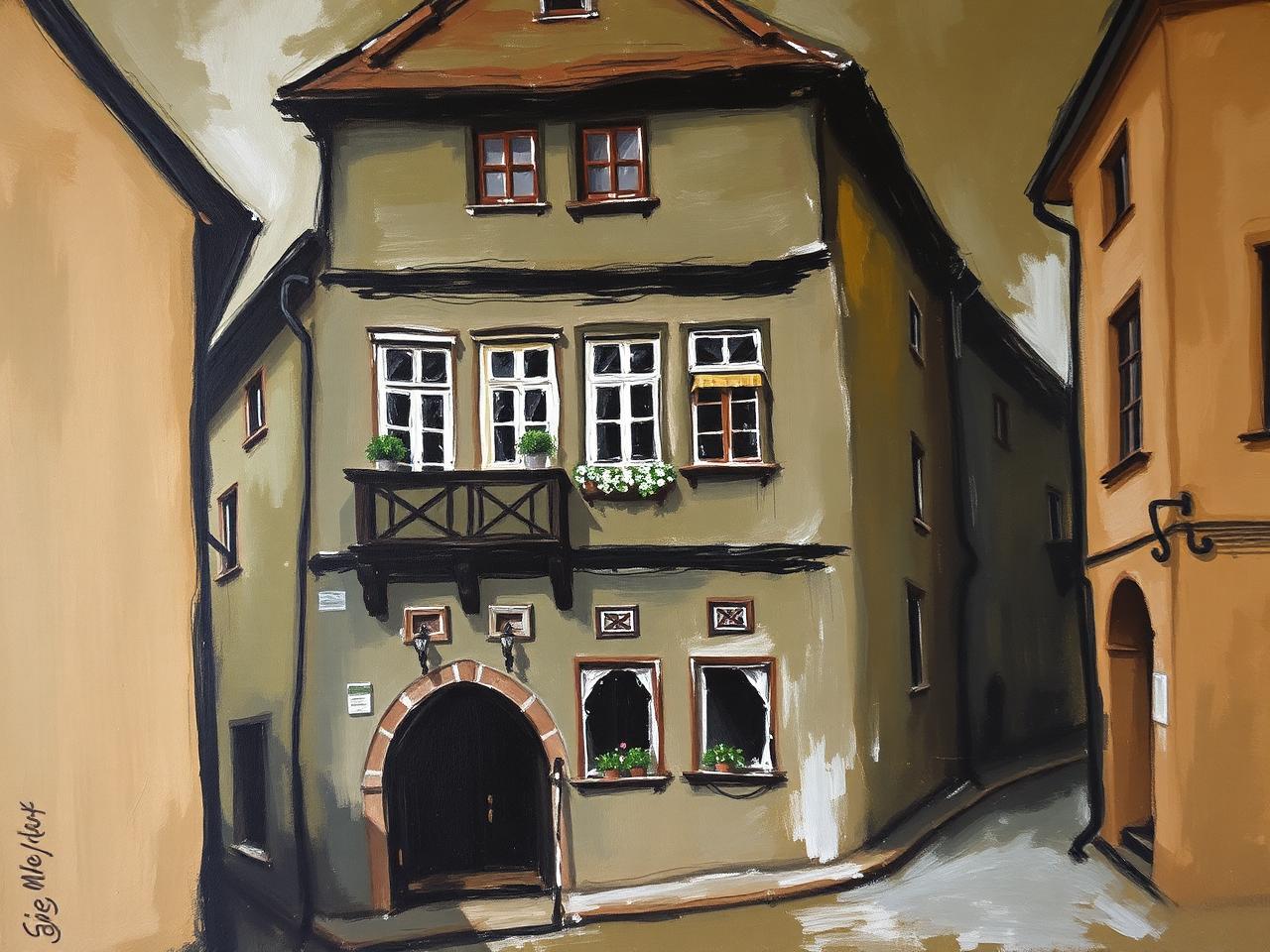 Essinger Haus Mödling, expressionistisches Gemälde